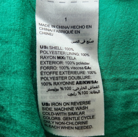 CHICO'S Womens Green Top Size 1 Small (8) 2-Layers Sheer Sleeves - Picture 3 of 7